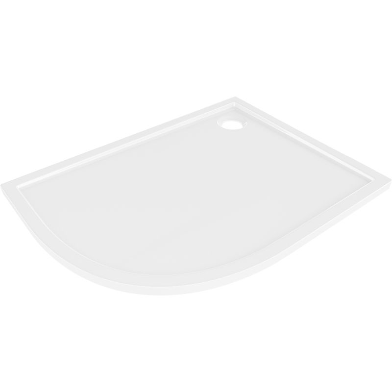 Mexen Flow полукръгъл асиметричен slim десен 100 x 80 см, бял гланц - 46Q108010R