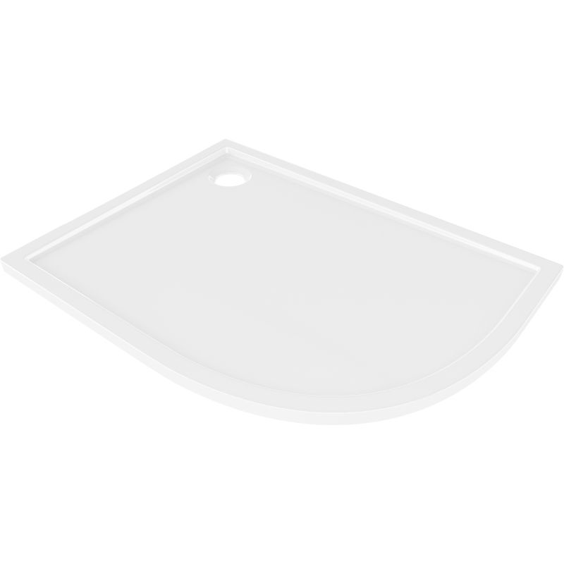Mexen Flow полукръгъл асиметричен нисък ляв 100 x 90 cm, бял гланц - 46Q109010L