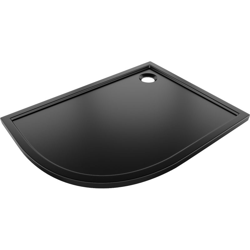 Mexen Flow полукръгъл асиметричен тънък десен 90 x 80 cm, черен мат - 46Q708090R