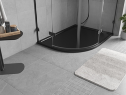 Mexen Flow полукръгъл асиметричен тънък десен 90 x 80 cm, черен мат - 46Q708090R