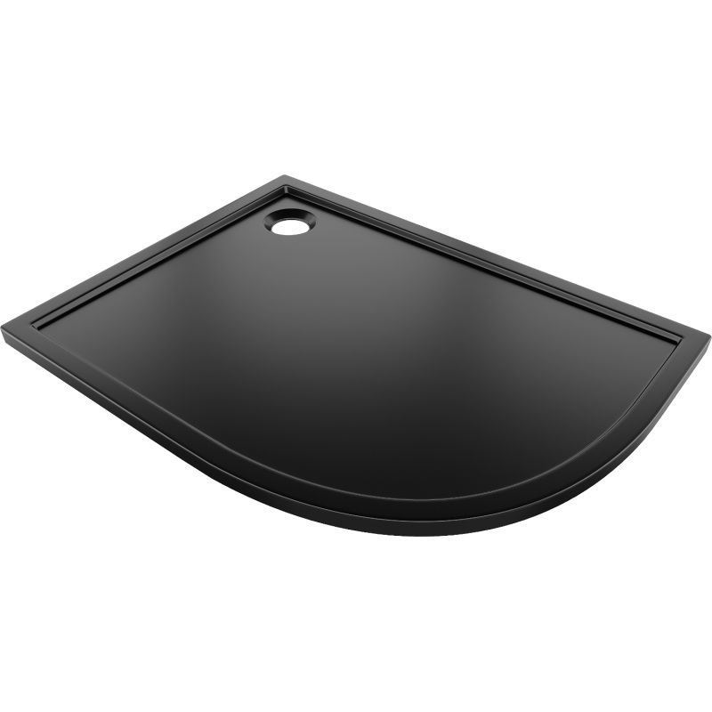 Mexen Flow полукръгъл асиметричен лайс ляв 100 x 90 cm, черен мат - 46Q709010L