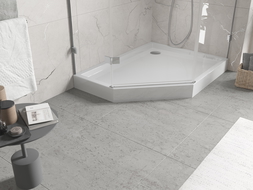 Mexen Flow+ петстенен душ под, десен 100 x 80 см, бял гланц - 46P108010RH