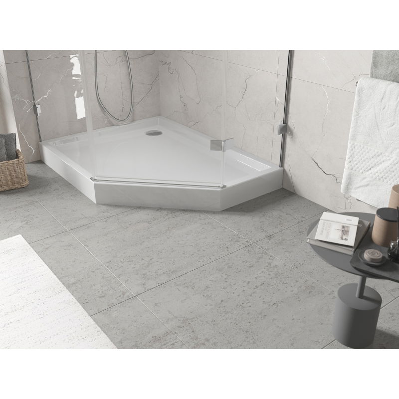 Mexen Flow+ петостенен поддушник ляв 100 x 90 см, бял гланц - 46P109010LH