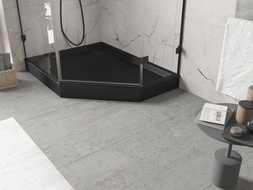 Mexen Flow+ петоъгълна лява душ корито 90 x 80 см, черен мат - 46P708090LH