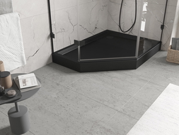 Mexen Flow+ петстенно корито за душ кабина десен 100 x 80 см, черен мат - 46P708010RH