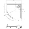 Mexen Flow+ полукръгъл поддушов корито 80 x 80 cm, бял гланц - 46Q108080H