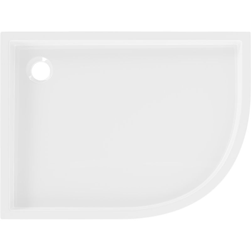Mexen Flow+ асиметричен полукръгъл ляв душ поддон 90 x 80 cm, бял гланц - 46Q108090LH