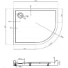 Mexen Flow+ полукръгла асиметрична лява 100 x 80 см, бял гланц - 46Q108010LH