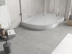 Mexen Flow+ полукръгъл асиметричен десен 100 x 80 см, бял гланц - 46Q108010RH