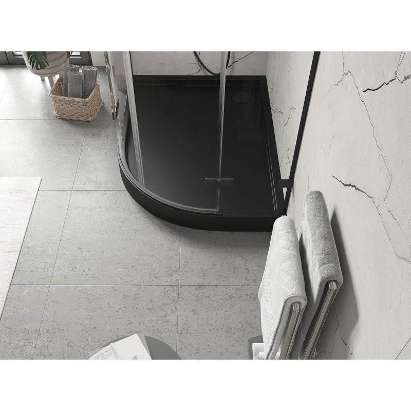 Mexen Flow+ полукръгла асиметрична лява душкабина 100 x 90 см, черен мат - 46Q709010LH