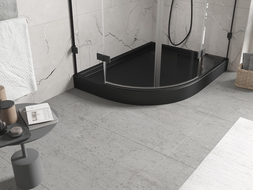 Mexen Flow+ полукръгъл асиметричен десен 100 x 90 см, черен мат - 46Q709010RH