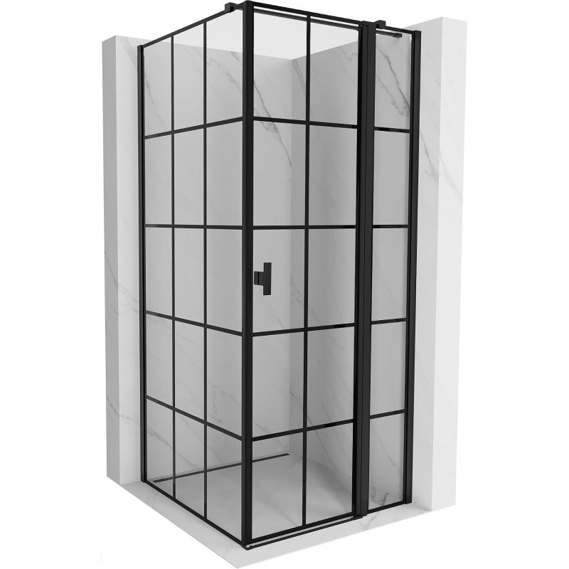 Mexen Mist T кабина за душ с врата вдясно 95 x 95 см, черна решетка, черна - 8A4T-095-095-70-77-P