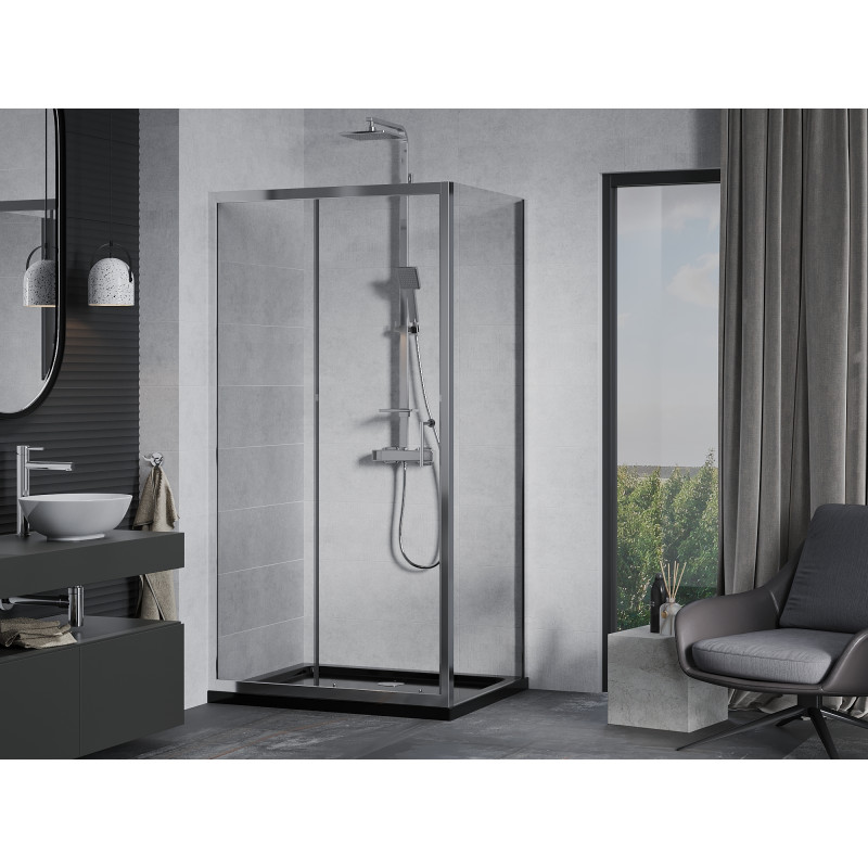 Mexen Apia плъзгаща се душ кабина 140 x 80 см, прозрачна, хром + поддушово