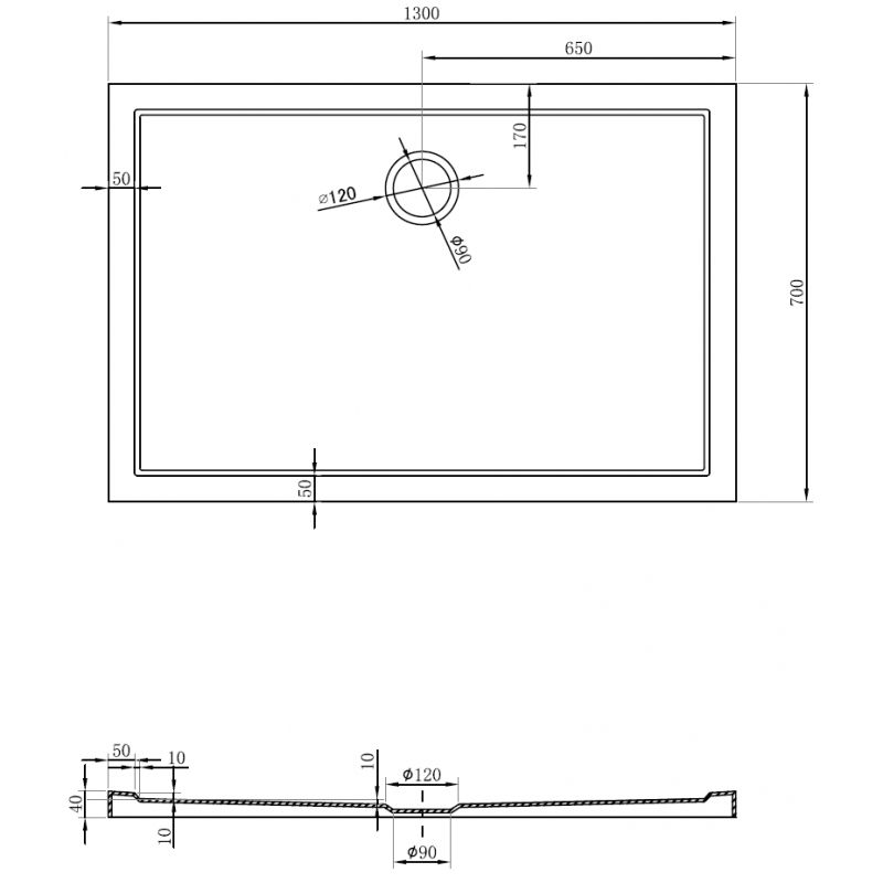 Mexen Flow правоъгълно тънко корито за душ 130 x 70 см, бял гланц - 46R107013