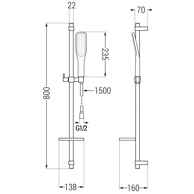 Mexen DQ49 плъзгащ се душ комплект, черен/златист - 785494581-57