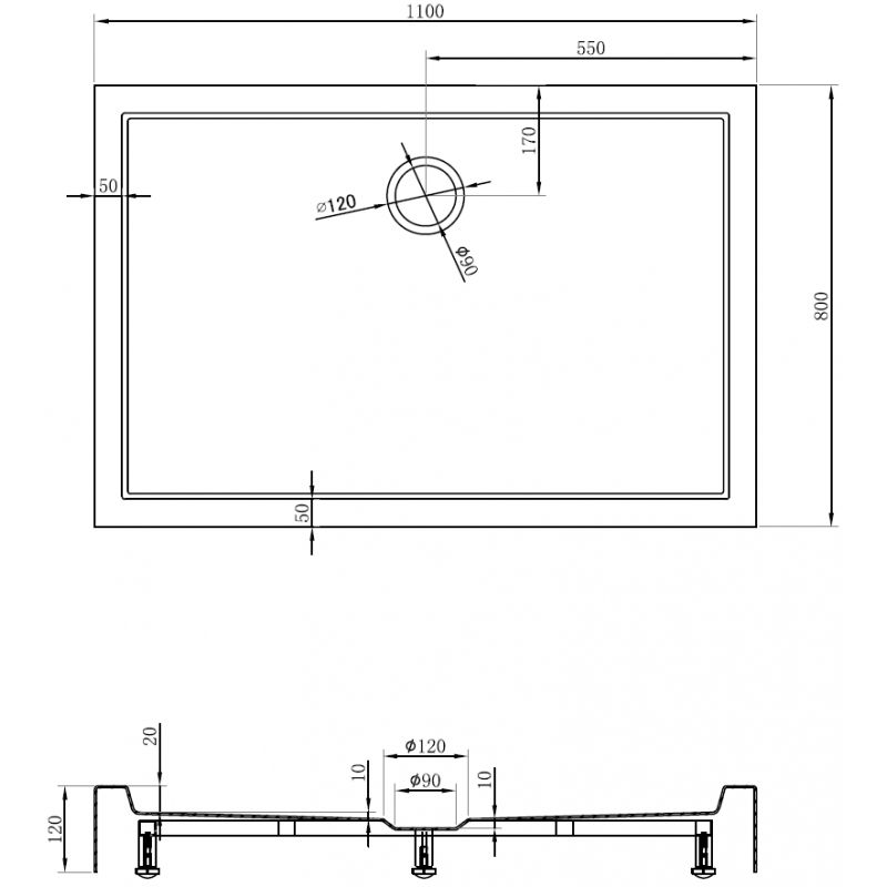 Mexen Flow+ правоъгълна душ кабина 110 x 80 cm, черен мат - 46R708011H
