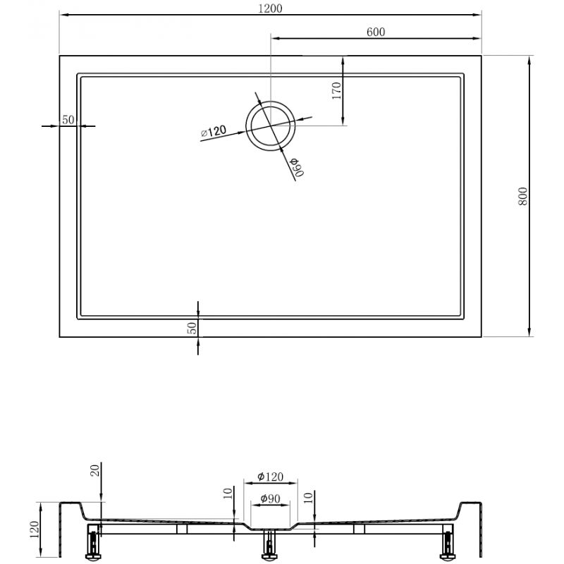 Mexen Flow+ правоъгълно душово корито 120 x 80 см, бял гланц - 46R108012H