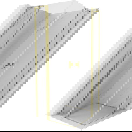 Mexen Mist L Duo люлееща се душ кабина 90 x 90 см, прозрачна, златна - 8A4L-090-090-50-00