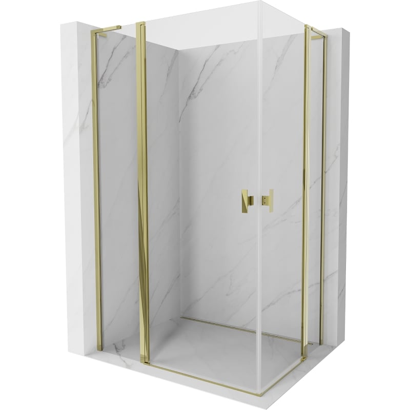 Mexen Mist L Duo кабина за душ отваряема 100 x 90 см, прозрачна, златна - 8A4L-100-090-50-00