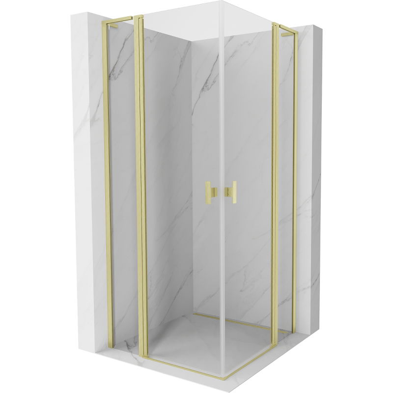 Mexen Mist L Duo кабина за душ с панти 90 x 90 cm, прозрачна, злато четкано - 8A4L-090-090-55-00