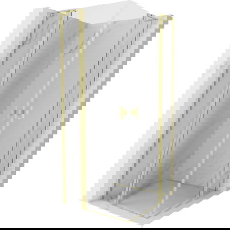 Mexen Mist L Duo душ кабина 90 x 90 см, прозрачна, с четка златиста - 8A4L-090-090-55-00