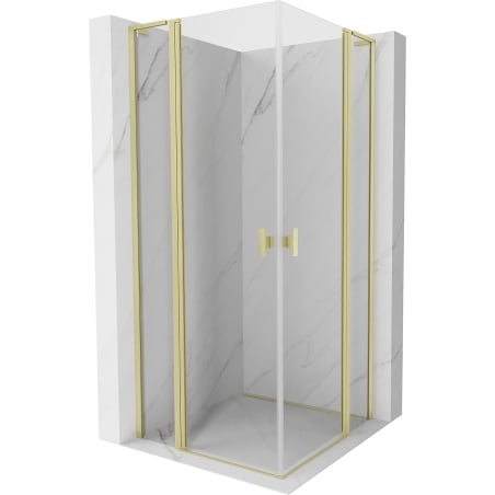 Mexen Mist L Duo кабина за душ с панти 90 x 90 cm, прозрачна, злато четкано - 8A4L-090-090-55-00