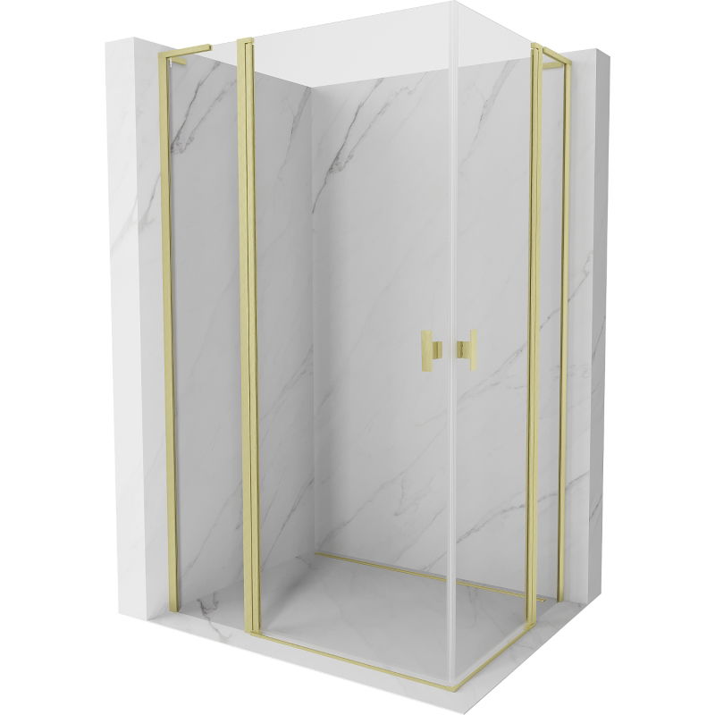 Mexen Mist L Duo сгъваема душ кабина 95 x 90 см, прозрачна, злато четкана - 8A4L-095-090-55-00