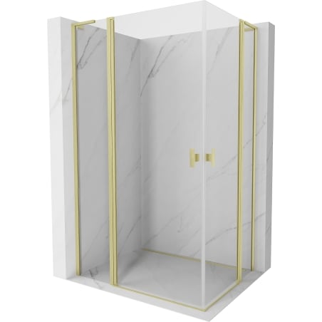 Mexen Mist L Duo шарнирна душ кабина 120 x 90 см, прозрачна, златно четкано - 8A4L-120-090-55-00