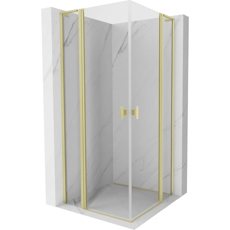 Душ кабина Mexen Mist L Duo 115 x 115 cm, прозрачна, злато четкан - 8A4L-115-115-55-00