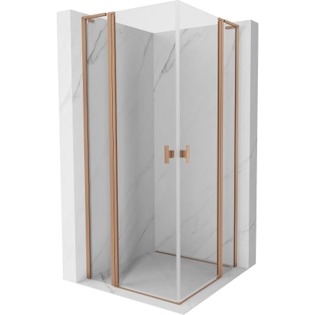 Mexen Mist L Duo душ кабина с люлеещи се врати 90 x 90 см, прозрачна, четкан мед - 8A4L-090-090-65-00