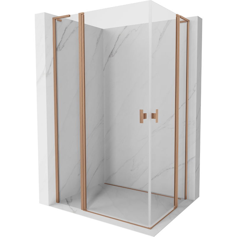 Mexen Mist L Duo душ кабина с отварящи се врати 100 x 90 см, прозрачна, четкана мед - 8A4L-100-090-65-00