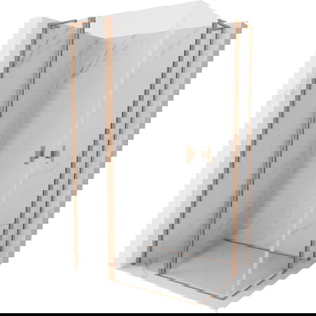 Mexen Mist L Duo душ кабина с отварящи се врати 100 x 90 см, прозрачна, четкана мед - 8A4L-100-090-65-00