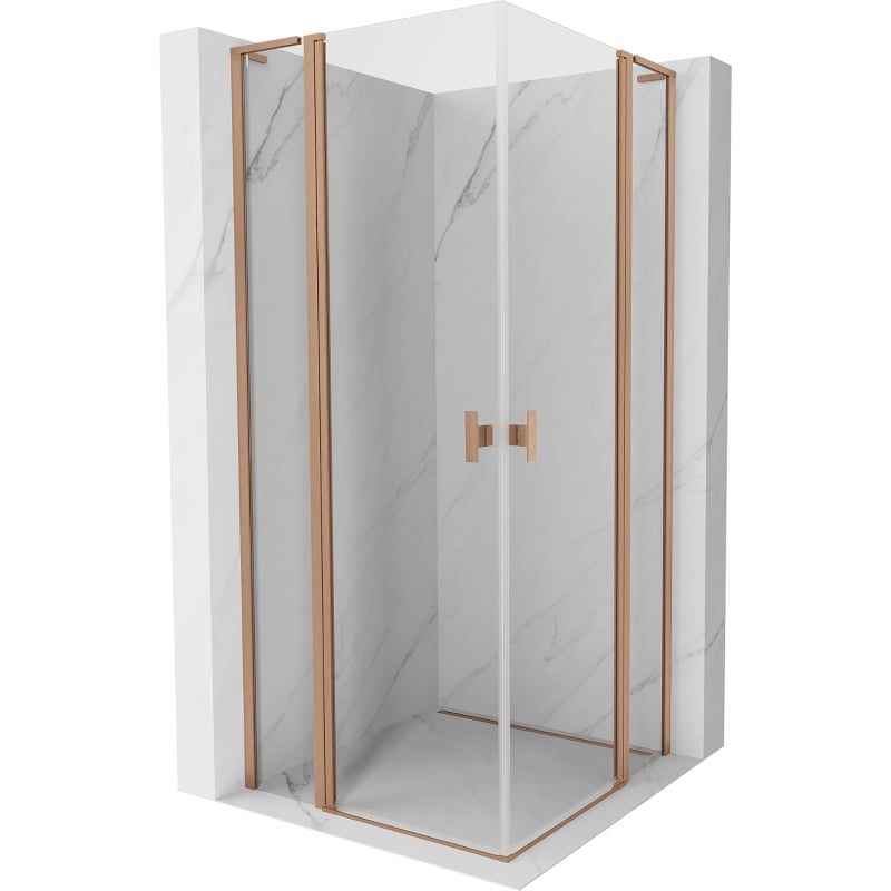Mexen Mist L Duo душ кабина с врати 115 x 115 см, прозрачна, четкана мед - 8A4L-115-115-65-00