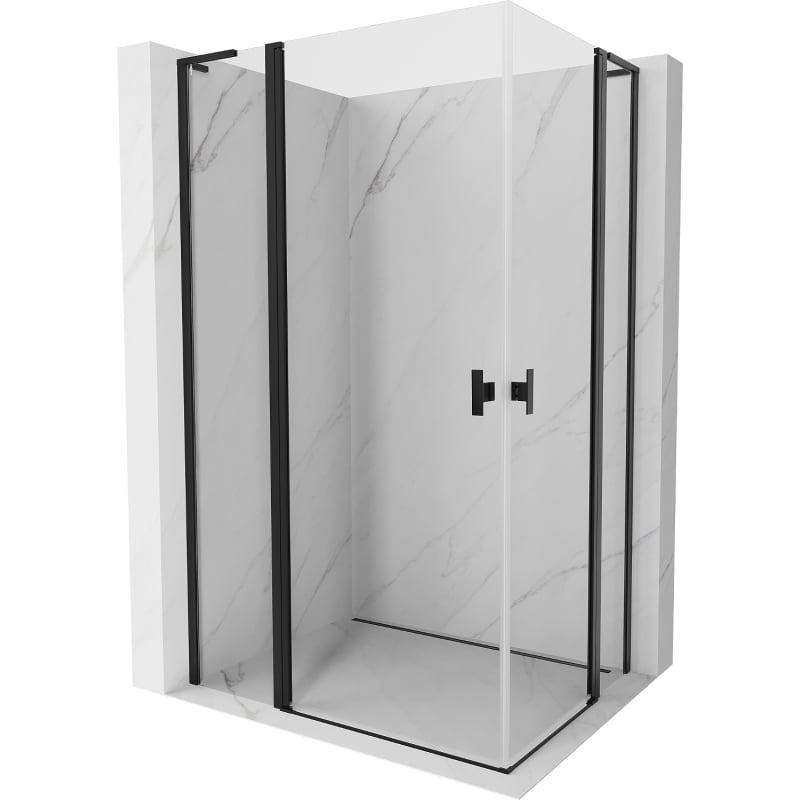Mexen Mist L Duo душ кабина отваряща се 105 x 90 см, прозрачна, черна - 8A4L-105-090-70-00