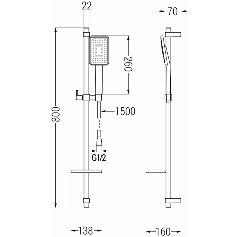 Mexen DQ54 подвижен душ комплект, черен - 785544581-71