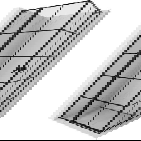 Душ кабина Mexen Mist L Duo с врата 115 x 90 см, черна решетка, черна - 8A4L-115L-090P-70-77