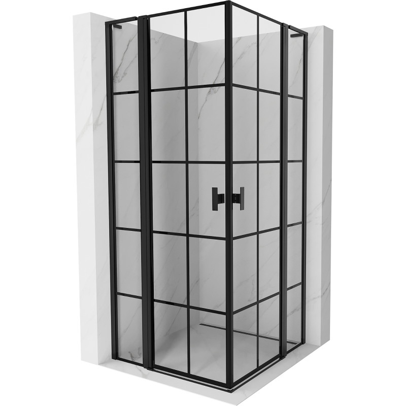 Mexen Mist L Двойна душ кабина с врати 95 x 95 см, черна решетка, черна