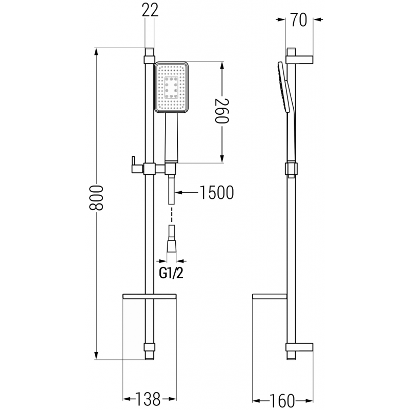 Mexen DQ54 плъзгащ се душ комплект, черен/хром - 785544581-17