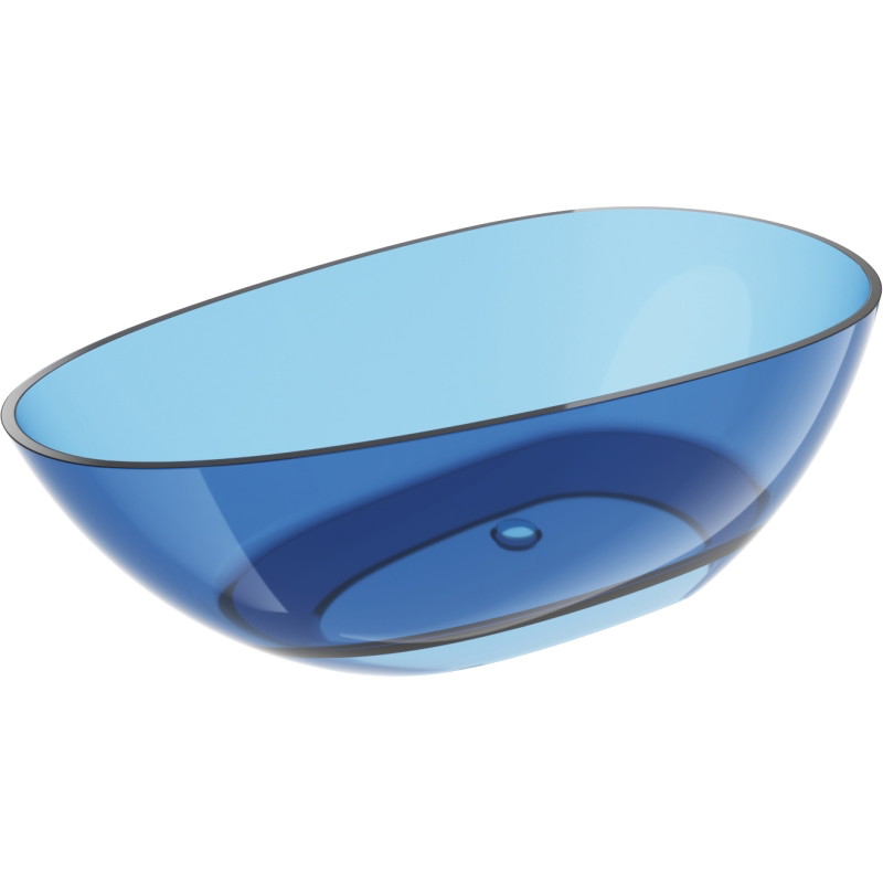 Mexen Glass прозрачна свободностояща вана 170 x 85 см, деним, хромиран клапан
