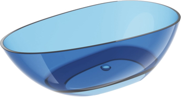 Mexen Glass прозрачна свободностояща вана 170 x 85 см, деним, хромиран клапан