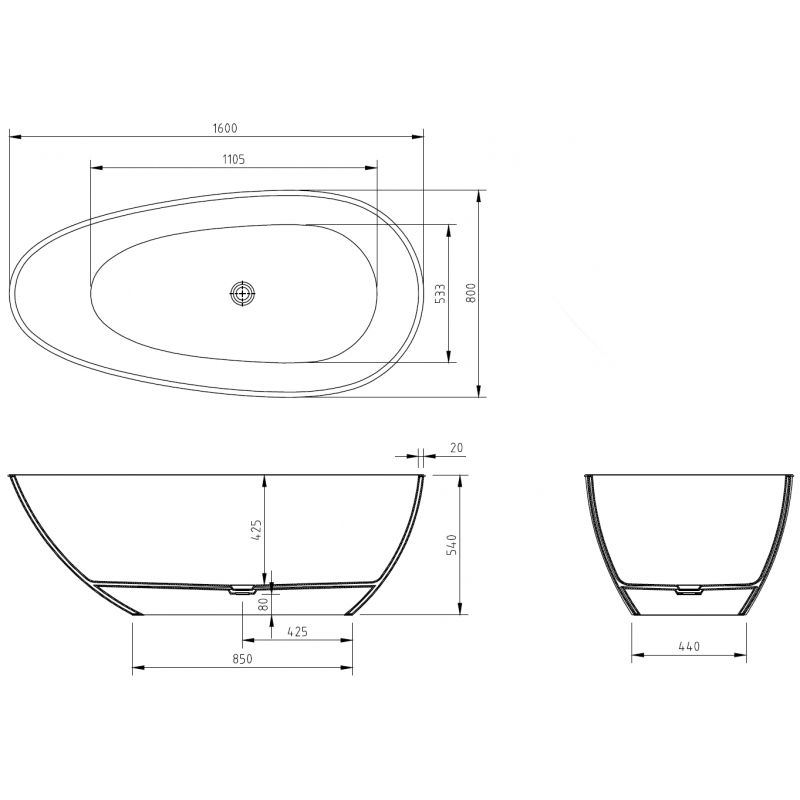 Mexen Glass черна свободностояща вана прозрачна 160 x 80 см, хромиран изпускател - 58061608013