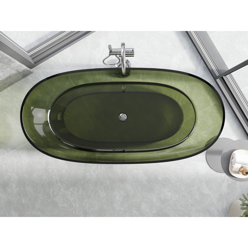 Mexen Pure самостоятелна вана прозрачна 170 x 80 см, olive, хромиран капачка
