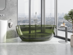 Mexen Pure самостоятелна вана прозрачна 170 x 80 см, olive, хромиран капачка
