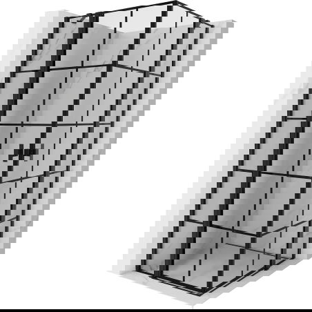 Mexen Mist Duo душ кабина с крило 90 x 90 см, черна решетка, черна - 8A4-090L-090P-70-77