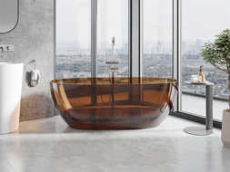 Mexen Pure earth свободностояща прозрачна вана 170 x 80 см, хромиран изпускател - 58071708005