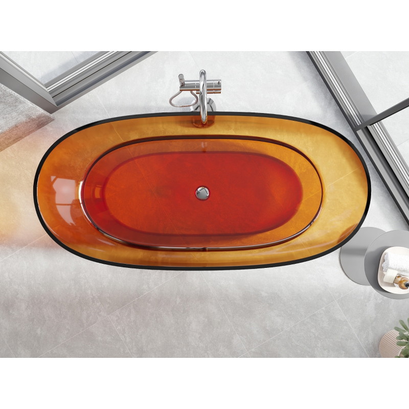 Mexen Pure Прозрачна самостоятелна вана 170 x 80 см, ръждиво, хромиран клапан