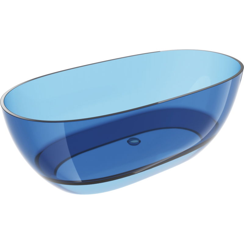 Mexen Pure дънковa свободно стояща прозрачна вана 170 x 80 см, хромиран изпускател - 58071708007