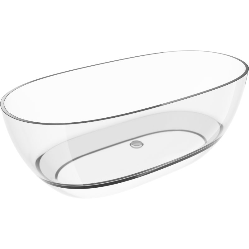 Mexen Pure прозрачна свободностояща вана 170 x 80 см, хромиран отвор - 58071708008