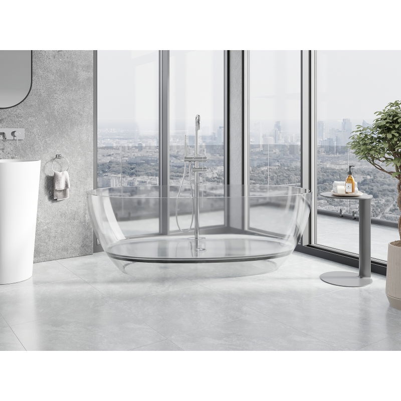 Mexen Pure прозрачна свободностояща вана 170 x 80 см, хромиран отвор - 58071708008