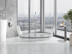 Mexen Pure прозрачна свободностояща вана 170 x 80 см, хромиран отвор - 58071708008